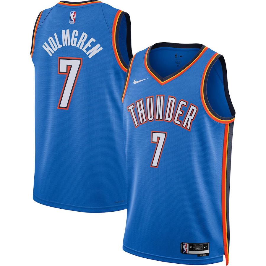 Men Oklahoma City Thunder #7 Chet Holmgren Nike Blue 2022 NBA Draft First Round Pick Player Swingman NBA Jersey